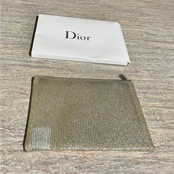 NIB Dior J’adore Metallic Shimmer Gold Cosmetic Mesh Pouch - Picture 1 of 11